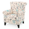 Beige & Blue Floral Tufted Armchair