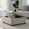 Buttoned Top Square Storage Footstool - Light Grey