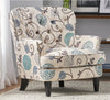 Beige & Blue Floral Tufted Armchair