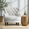 Buttoned Back Studded Accent Chair - Natural