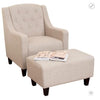 Buttoned Back Armhair & Footstool - Beige