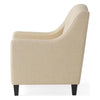 Buttoned Back Armhair & Footstool - Beige