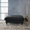 Tufted Top Square Footstool - Dark Grey