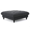 Tufted Top Square Footstool - Dark Grey