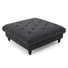 Tufted Top Square Footstool - Dark Grey