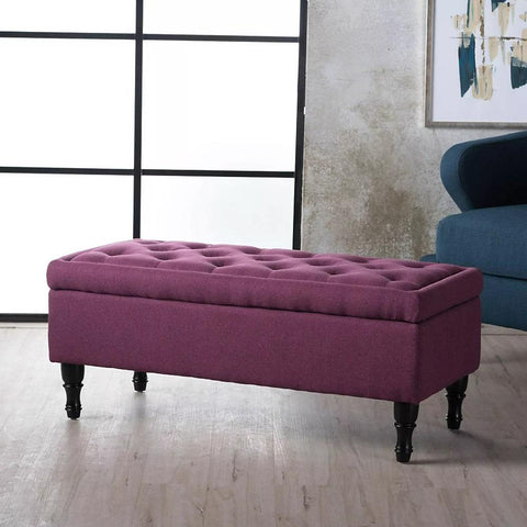 Buttoned Top Lift Up Ottoman Storage Footstool - Fuchsia