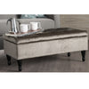 Buttoned Top Lift Up Ottoman Storage Footstool - Grey Velvet