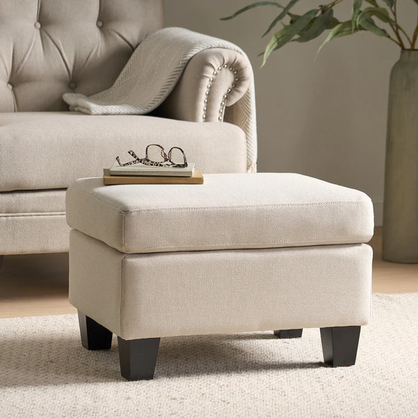 Small Fabric Footstool - Natural