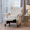 Roll Top Buttoned Grand Reclining Accent Chair - Natural