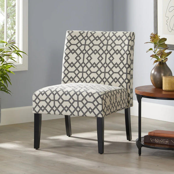 Fabric Slipper Accent Chair - Geometric Pattern