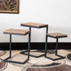 Industrial Pine & Navy Iron Sofa Tables - Nest of 3