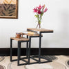 Industrial Pine & Navy Iron Sofa Tables - Nest of 3