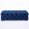 Rectangular Buttoned Footstool - Blue