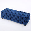 Rectangular Buttoned Footstool - Blue