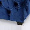 Rectangular Buttoned Footstool - Blue