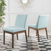 Set of 2 - Dining Chairs - Mint with Walnut Finish