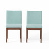 Set of 2 - Dining Chairs - Mint with Walnut Finish