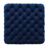 Square Velvet Buttoned Footstool - Blue