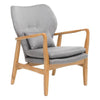 Mid-Century Club Chair - Birch Frame & Light Grey Fabric Seat