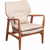 Mid-Century Club Chair - Birch Frame & Beige Fabric Seat