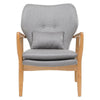 Mid-Century Club Chair - Birch Frame & Light Grey Fabric Seat