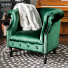 Buttoned Low Back Round Accent Chair With Studs - Green