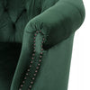 Buttoned Low Back Round Accent Chair With Studs - Green