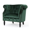 Buttoned Low Back Round Accent Chair With Studs - Green