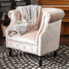 Buttoned Low Back Round Accent Chair With Studs - Champagne