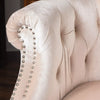 Buttoned Low Back Round Accent Chair With Studs - Champagne