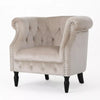 Buttoned Low Back Round Accent Chair With Studs - Champagne