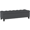 Rectangular Buttoned  Bench Footstool - Dark Grey