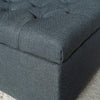 Rectangular Buttoned  Bench Footstool - Dark Grey