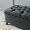 Rectangular Buttoned  Bench Footstool - Dark Grey