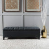 Rectangular Buttoned  Bench Footstool - Dark Grey