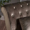 Buttoned Chaise Lounge - Grey Velvet