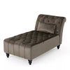 Buttoned Chaise Lounge - Grey Velvet