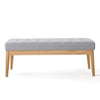 Grey Buttoned Fabric Top & Wood Bench