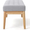 Grey Buttoned Fabric Top & Wood Bench