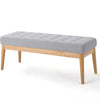 Grey Buttoned Fabric Top & Wood Bench