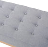 Grey Buttoned Fabric Top & Wood Bench