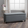 Storage Footstool with Studded Trim - Grey