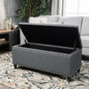 Storage Footstool with Studded Trim - Grey