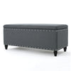 Storage Footstool with Studded Trim - Grey