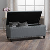 Storage Footstool with Studded Trim - Grey