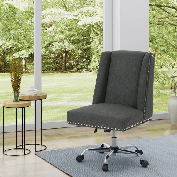 Studded Swivel Office Chair - Dark Grey