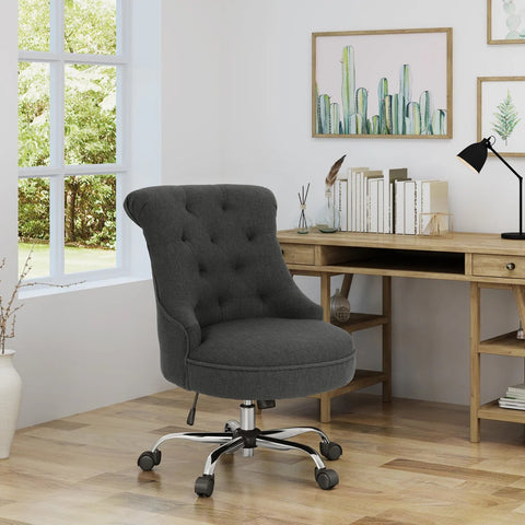 Swivel Office Chair Round Seat - Dark Grey