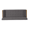 Wood Accent Buttoned Back Sofa - Grey