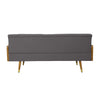 Wood Accent Buttoned Back Sofa - Grey