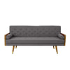 Wood Accent Buttoned Back Sofa - Grey